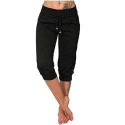 FUPODD Damen Caprihose Sommer 3/4 Laufhose Damen 3/4 High Waist Hose Damen Trekkinghose Damen Damen 3/4 Hose Sommer Damen Caprihose Hose Sommer Damen Leicht 7/8 Hosen Damen Sommer Stretch Sommerhosen von FUPODD