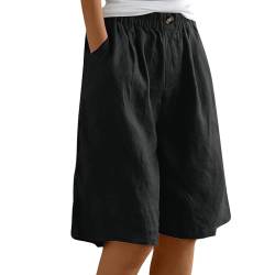 Sporthose Damen Kurz Mit Tasche Knielange Hosen Casual Caprihose Damen Weite Stoffhose Damen Sommer Leicht Hotpants Damen Musselin Hose Mit Gummizug Plissee Hose Jogginghose Damen Kurz Tennishose von FUPODD