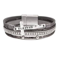 Armreif Herren Leder,Lederarmband Für Herren, Vintage, Verstellbar, Mehrlagig, Geflochtenes Armband, Breites Armband Für Frauen Und Männer, Elegantes Armband Mit Zirkonia, Geschenke Für Männer, von FUPWYKWH