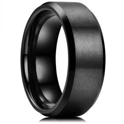 FUSHENGTER Ring Herren Ringe Männer Fingerring Damen Biker Ring Ehering 8MM Herrenringe Schwarze Oberfläche Unisex Verlobung 11 Schwarz von FUSHENGTER