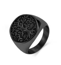 FUSHENGTER Ring Herren Ringe Männer Fingerring Damen Biker Ring Ehering Baum des Lebens Amulett Herrenringe Schlichter eleganter Anhänger für männlichen Freund Biker Kreativität 13 schwarz von FUSHENGTER