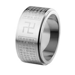 FUSHENGTER Ring Herren Ringe Männer Fingerring Damen Biker Ring Ehering Chinesischer Modestil Buddhismus Punk Klobiger Ring für Männer Charm Lucky Amulett Geschenk 9 WEISS von FUSHENGTER