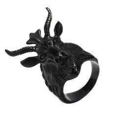 FUSHENGTER Ring Herren Ringe Männer Fingerring Damen Biker Ring Ehering Gothic Vintage Punk Style Ziegenring Charm Herren Casual Punk 7 Schwarz von FUSHENGTER