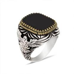 FUSHENGTER Ring Herren Ringe Männer Fingerring Damen Biker Ring Ehering Mode Herren Ring Schwarz Emaille Fly Eagle Geschenk Hip Hop Männer 7 schwarz von FUSHENGTER