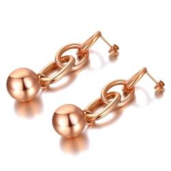 Ohrringe Ohrstecker Ohrclip Damen Frauen S925 Hoop Ohrringe Mode Accessoires Ohrringe Für Damen, Ohrringe, Bohemia-Geometrie, Rund, Kugel, Tropfen, Roségold von FUSHENGTER