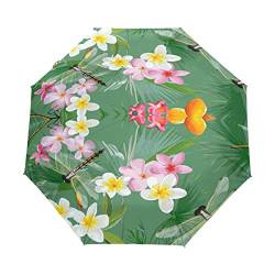 Lotus Blume Libelle Regenschirm Taschenschirm Automatische Umbrella Winddichte Sonnenschutz Regenschirme Taschenschirme für Damen Herren von FVFV