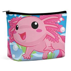 Niedliche Axolotl-Make-up-Tasche, Salamander-Cartoon-Reise-Make-up-Tasche, Make-up-Tasche aus PU-Leder, Kosmetiktasche für Geldbörse, tragbare Kulturtasche, Make-up-Taschen für den Innenbereich für von FWJZDSP