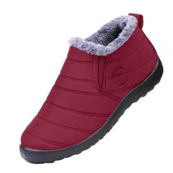 FXRWFSE Warme Damenstiefel mit Schaffellfutter, wasserdichte Stiefeletten mit Fellfutter, bequeme warme Schuhe (Red,39) von FXRWFSE