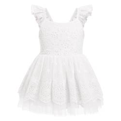 Baby M?dchen Kleid Neugeborenes Taufkleid S?ugling Spitzenkleid Sommer ?rmellos Partykleid 1. Geburtstag Outfit Baumwolle Prinzessin T?t? T?llkleid Festliches Festkleid Abendkleid Wei? 6-12 Monate von FYMNSI