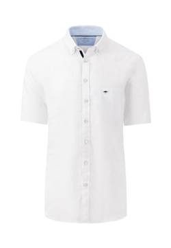 FYNCH-HATTON Herren Halbarm-Leinenhemd mit Button-Down-Kragen, White, M von FYNCH-HATTON