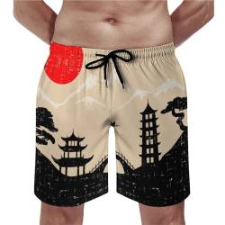 FZRTGOP Badehose Herren Japan Swim Trunks Schnelltrocknend Badeshorts Schwimmhose Boardshorts Mit Kordelzug L von FZRTGOP