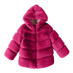 Kunstpelzmantel Mädchen Plüsch Warme Mode Flauschig Cardigan PlüSchjacke Verdicken Warme Oberbekleidung Solide Gepolsterte Outwear Kindermantel Kinder Winterjacke Mädchen (A-Hot Pink, 5-6 Years) von FaLkin