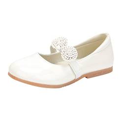 Prinzessin Einzelne Schuhe Festlich Ballerina Kinder Abendschuhe Kinderschuhe Mädchen Hochzeitsschuhe Schuhe MäDchen Party Festliche Kleidschuhe (White, 29.5 Little Child) von FaLkin