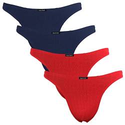 Fabio Farini 4er-Pack maskuline Herren String-Tangas in kräftigem Rot, Nachtschwarz, dunklem Blau oder Weiß - 2X Blau, 2X Rot XXL von Fabio Farini