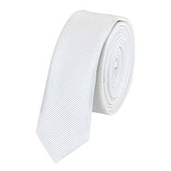 Fabio Farini Krawatte 3cm weiß unifarben, einfarbig, Schlips, Binder, schmale Krawatten von Fabio Farini