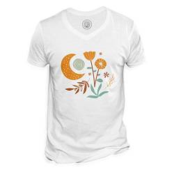 Herren-T-Shirt mit V-Ausschnitt aus Bio-Baumwolle Pflanzen Minimalistisch Boho-chic Blumen Traum von Fabulous