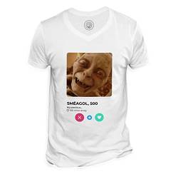 Herren-T-Shirt mit V-Ausschnitt aus Bio-Baumwolle Sméagol Gollum Soziales Netzwerk Begegnung Liebe von Fabulous