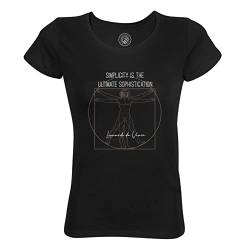 Rundhals-T-Shirt aus Bio-Baumwolle für Damen Simplicity is The Ultimate Sophistication Quotes Da Vinci Inspirational Painter von Fabulous