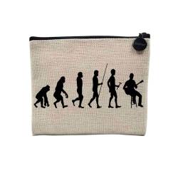 Tasche aus Leinen – Kollektion Parodie Evolution des Mannes Leidenschaft Sport Freizeit Musikinstrument Musik – Kosmetiktasche aus Leinen in Leinenoptik – Kulturbeutel – Geldbörse, gitarre, 15 x 10 von Fabulous