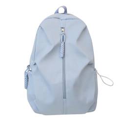 Einfarbiger Schulrucksack Mit Großer Kapazität Für Damen Herren Schule Teenager Nylon Schultasche Mit Seitlicher Kordelzugtasche von FackLOxc