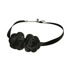 FackLOxc Eleganter Rosenhalsband, große Blume, Schlüsselbeinkette für Frauen, Hochzeit, Brautschmuck, Temperamentschmuck, Two flowers, Wie beschrieben von FackLOxc