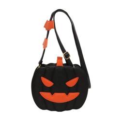 FackLOxc Festliche Kürbis-Umhängetasche für Mädchen, geräumiges Halloween-Accessoire mit einzigartigem Teufels-Design, Crossbody-Tasche, Black Rage von FackLOxc