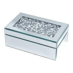 FackLOxc Tragbare Schmuckschatulle Ohrringe Präsentationsbox Ringe Aufbewahrungsbox Halsketten Glasschmuckschatulle Glasstruktur von FackLOxc