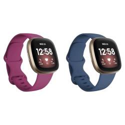 2 Stück Armband Kompatibel mit Fitbit Versa 4/Fitbit Versa 3/Fitbit Sense 2/Fitbit Sense, Weiches Atmungsaktiv Silikon Sportarmband für Fitbit Versa 4/Fitbit Versa 3/Fitbit Sense 2/Fitbit Sense von Factorys