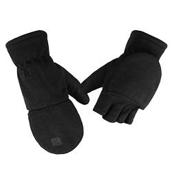 Winterhandschuhe, 1 Paar Winter Warme Handschuhe, Fingerlose Polar Fleece Handschuhe Fäustlinge, Fingerlose Warme Handschuhe Winddichte Handschuhe mit Flip Cover für Herren Damen von Faderr