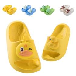 Badelatschen Kinder Flache Sommer Hausschuhe Jungen Mädchen Dusch Badeschuhe Strand Pantoletten Slippers Eltern-Kind Sandalen Leicht Anti-rutsch Badeschlappen Gelb 762 32-33 (Etikettengröße 210mm) von Fadezar