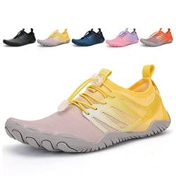 Fadezar Barfußschuhe Damen Herren Wasserschuhe Atmungsaktiv rutschfest Schwimmschuhe Aquaschuhe 36-47 Gelb EU 40 von Fadezar