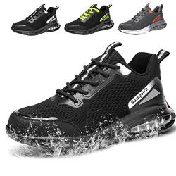 Fadezar Sicherheitsschuhe Herren Damen Wasserdicht Arbeitsschuhe Herren Leicht Atmungsaktiv Stahlkappenschuh Sportlich rutschfest Arbeitsturnschuhe Gr.36-46 Schwarz EU 43 von Fadezar