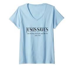 Damen Jesus Freak Lustiger christlicher Glaube T-Shirt mit V-Ausschnitt von Faith In God Christian Inc.