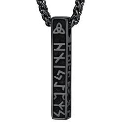 FaithHeart Schwarz Rune Anhänger Halskette für Herren Männer Nordischer Wikinger Schmuck mit Geschenkebox für Freunden Ehemann von FaithHeart