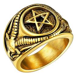 FaithHeart herren Männer Inverted Pentagram Fingerring Satan Pentagram Ring Punk Siegelring Hip pop Partnerring Freundschaftsring mit Geschenkebox von FaithHeart