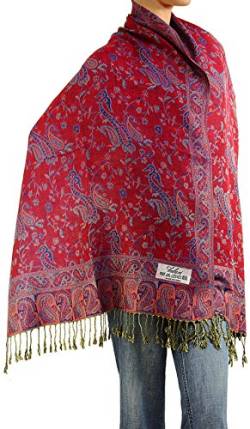 Falari Pashmina-Schal für Damen, gewebt, wendbar, Paisleymuster, 203,2 x 68,6 cm - Rot - Einheitsgröße von Falari