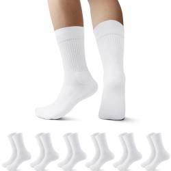 Falechay 6 Paar Socken Herren Damen Sportsocken Gepolstert Herrensocken Atmungsaktive Laufsocken Weiß 43-46 von Falechay