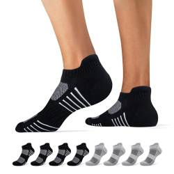 Falechay Sneakersocken Herren Damen Socken baumwolle 8 Paar Sportsocken Kurze LaufSocken,Schwarz Grau 47-50 von Falechay