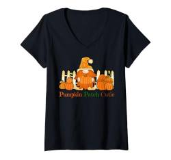 Damen Kürbis Spice Cutie Zwerge Herbst Ernte September T-Shirt mit V-Ausschnitt von Fall Autumn Harvest Shopp