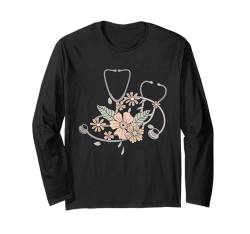 Groovy Stethoskop Krankenschwester Leben Registrierte Krankenschwester Herbst Floral Langarmshirt von Fall Floral Stethoscope RN Nurse Life Nursing Care