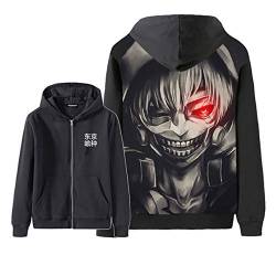 Famesale Unisex Tokyo Ghoul Ken Kaneki Cosplay Hoodies 3D-gedrucktes Langarm Reißverschluss Kapuzen Jacke Strick Jacke Sweatshirt von Famesale