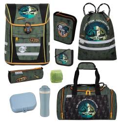 McNeill Schulranzen 1. Klasse · Star Wars Mandalorian · ergonomischer Tornister · für Mädchen und Jungen Schultasche im Set (9-teilig mit Sporttasche) von Familando