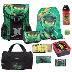 Ninjago Schulranzen Set für Jungen und Mädchen · Lego Easy Golden Power · 790 Gramm leicht · Schultasche 1. Klasse (9-teiliges Set mit Sporttasche, Grün) von Familando