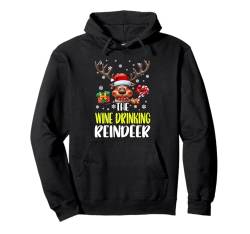 Lustiges Weihnachts-Rentier, passende Familie, das Weintrinken Pullover Hoodie von Family Fun Matching Christmas Outfits