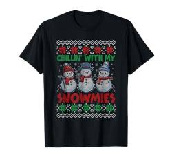 Chillin' With My Snowmies Xmas Sweater Snowmen Lover Kids T-Shirt von Family Lover Christmas Costume