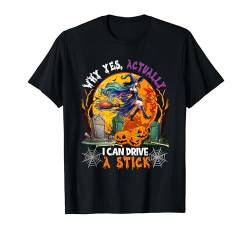 Actually Can Drive A Stick Halloween Moon Cute Witch T-Shirt von Family Lover Halloween Costume