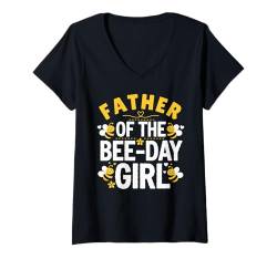 Damen Passende Geburtstagsparty zum Father Of The Bee Day für Mädchen T-Shirt mit V-Ausschnitt von Family Matching Birthday Sweet Girl Bee Day Tees