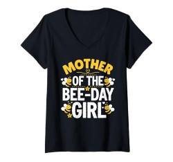 Damen Passende Geburtstagsparty zum Tag der Bienenmutter für Mädchen und Familie T-Shirt mit V-Ausschnitt von Family Matching Birthday Sweet Girl Bee Day Tees