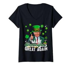 Damen Machen Sie St. Patrick's Day wieder großartig Lucky Shenanigans Shamrock T-Shirt mit V-Ausschnitt von Family St Patrick's Day gifts