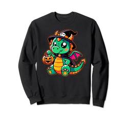 Süßer Halloween Baby Drache mit Süßigkeiten und Kürbis Spaß Sweatshirt von Family Trick or Treat Designs